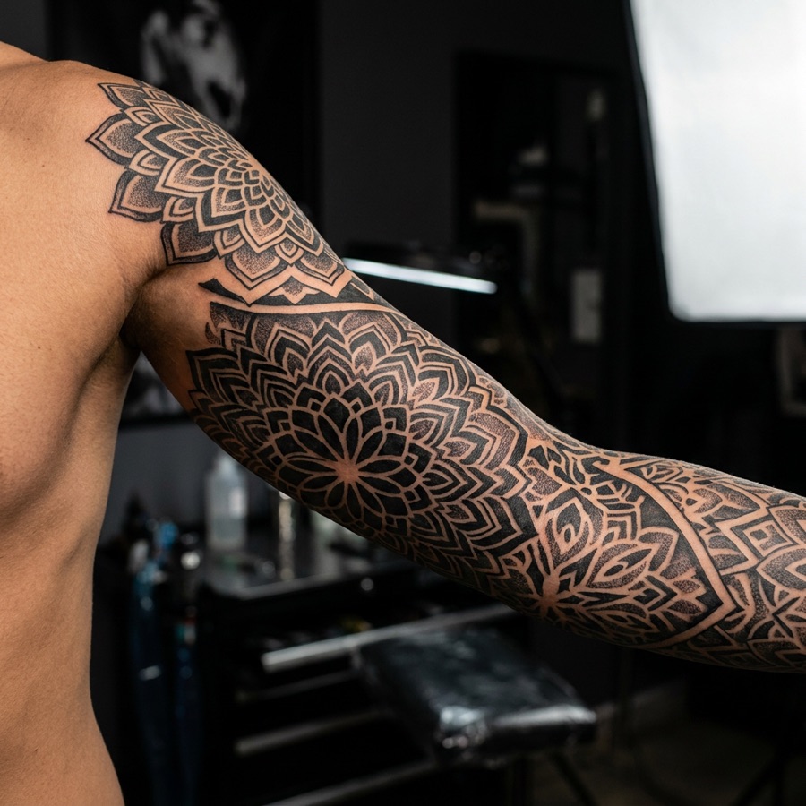 Blackwork mandala — sleeve